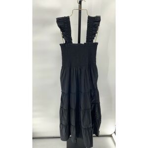 Quince Black Ruffled Strap Tiered Maxi Dress